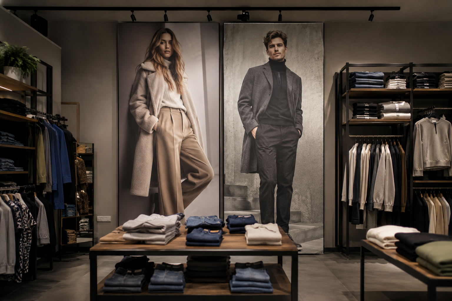 grote fotopanelen voor winkelinterieur